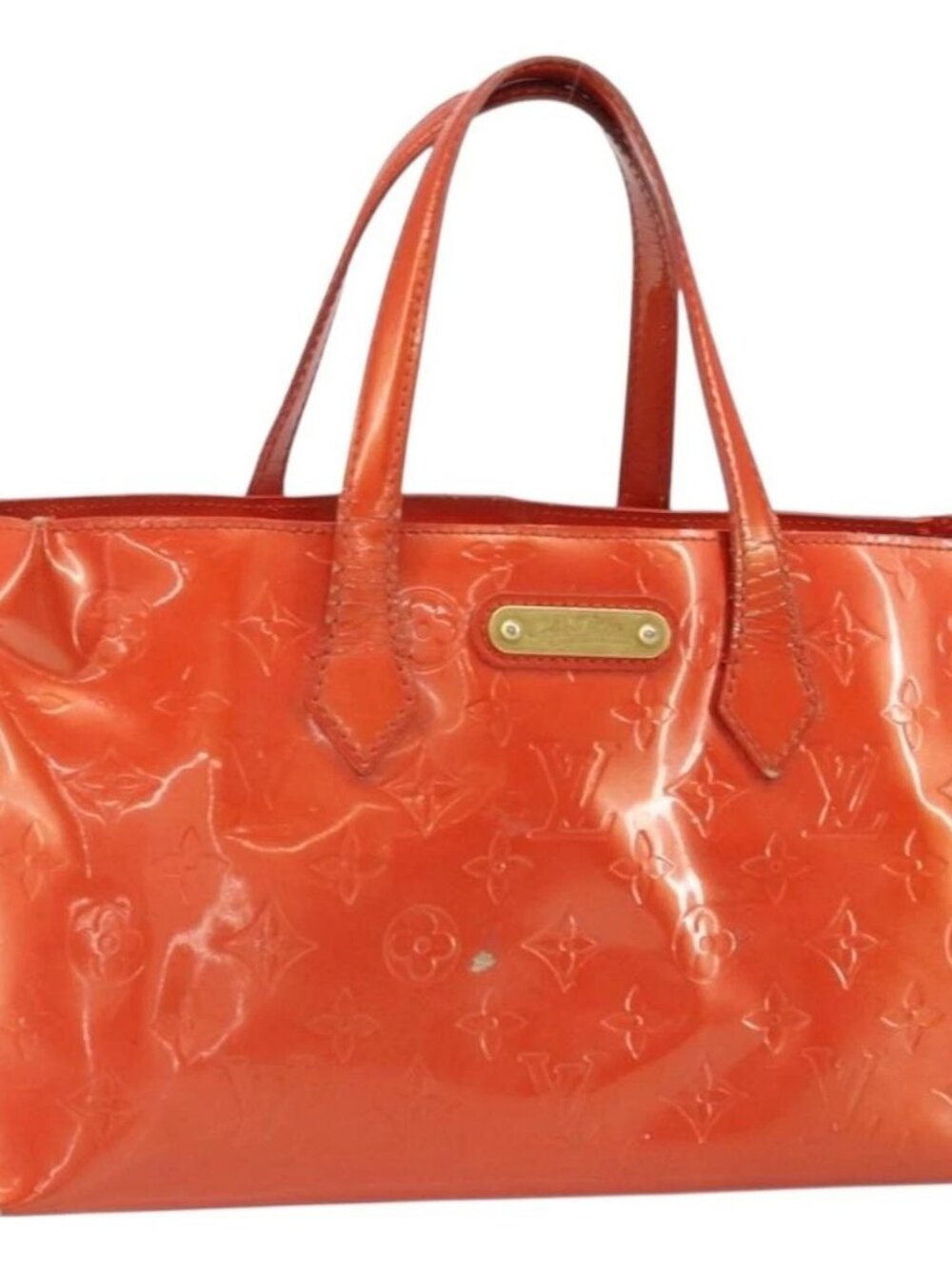 LOUIS VUITTON Monogram Vernis Wilshire PM Bag Orenge Sunset M93644 Auth BA10354